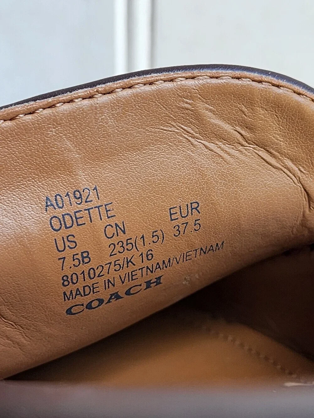 COACH ODETTE MONOGRAM LOGO BROWN & TAN LOAFER SLIP ON SZ 7.5B